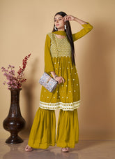 Georgette Salwar Suit in Yellow